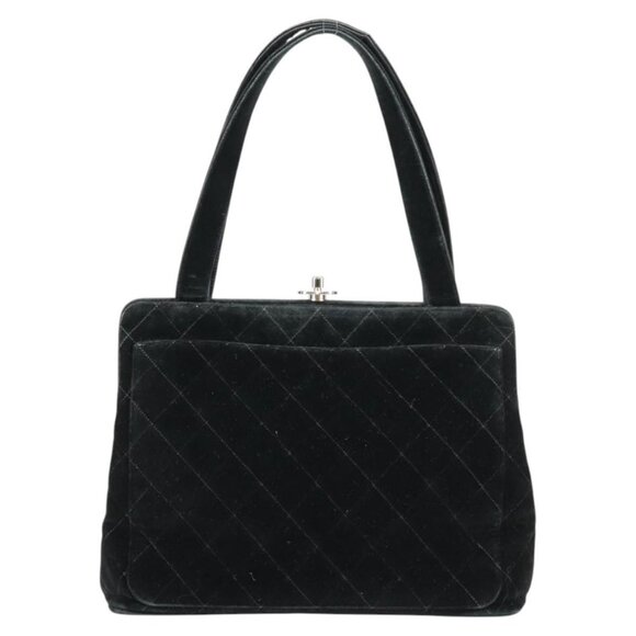 CHANEL Matelasse Hand Bag Suede Black Silver CC Auth - Picture 3 of 15